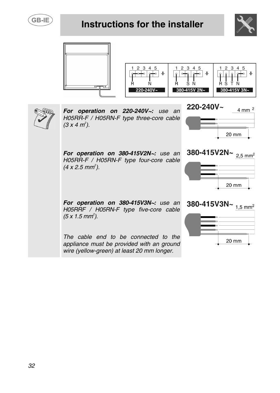 Instructions for the installer | Smeg 910TB000 User Manual | Page 5 / 25