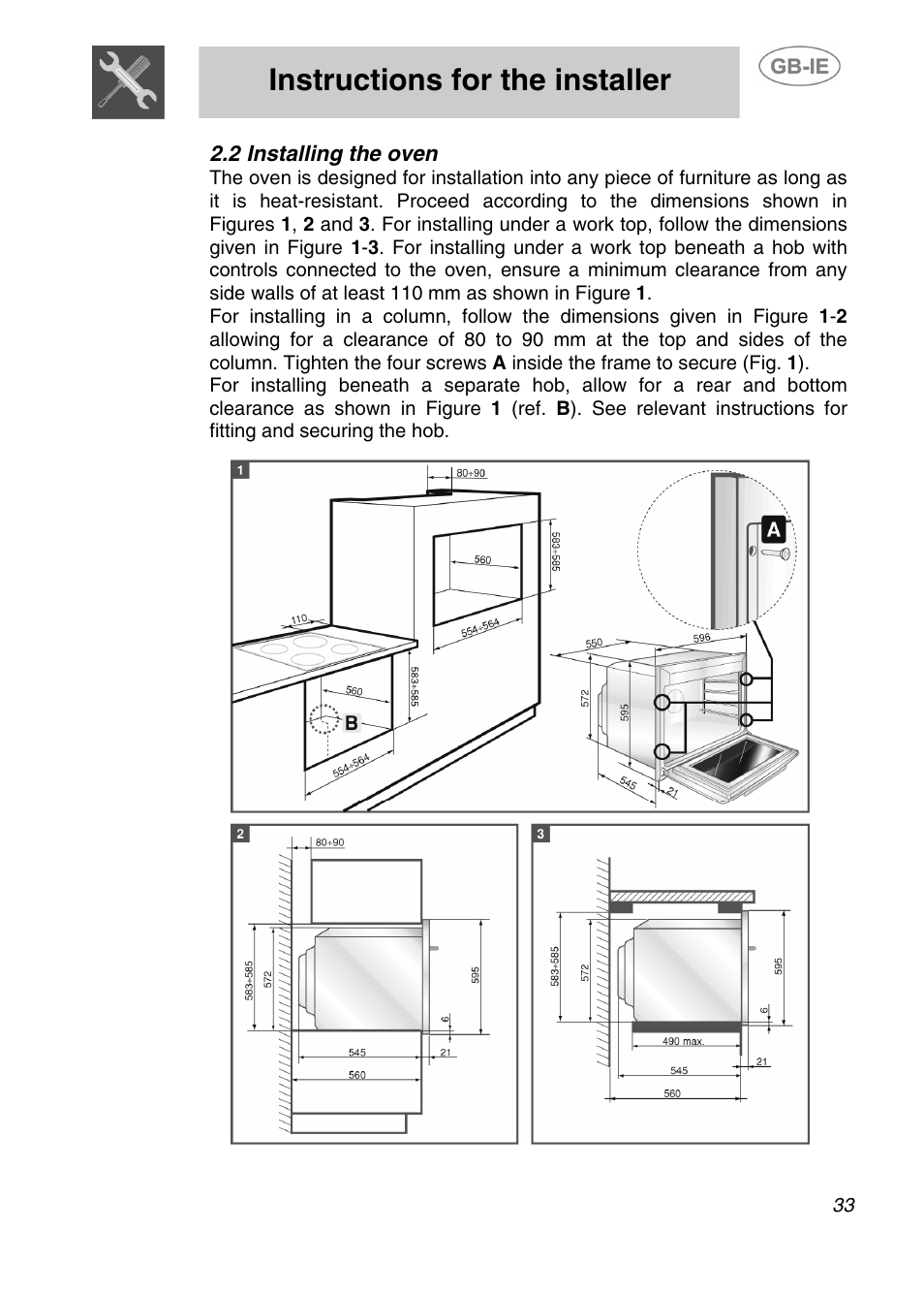 Instructions for the installer | Smeg 910TB000 User Manual | Page 6 / 25