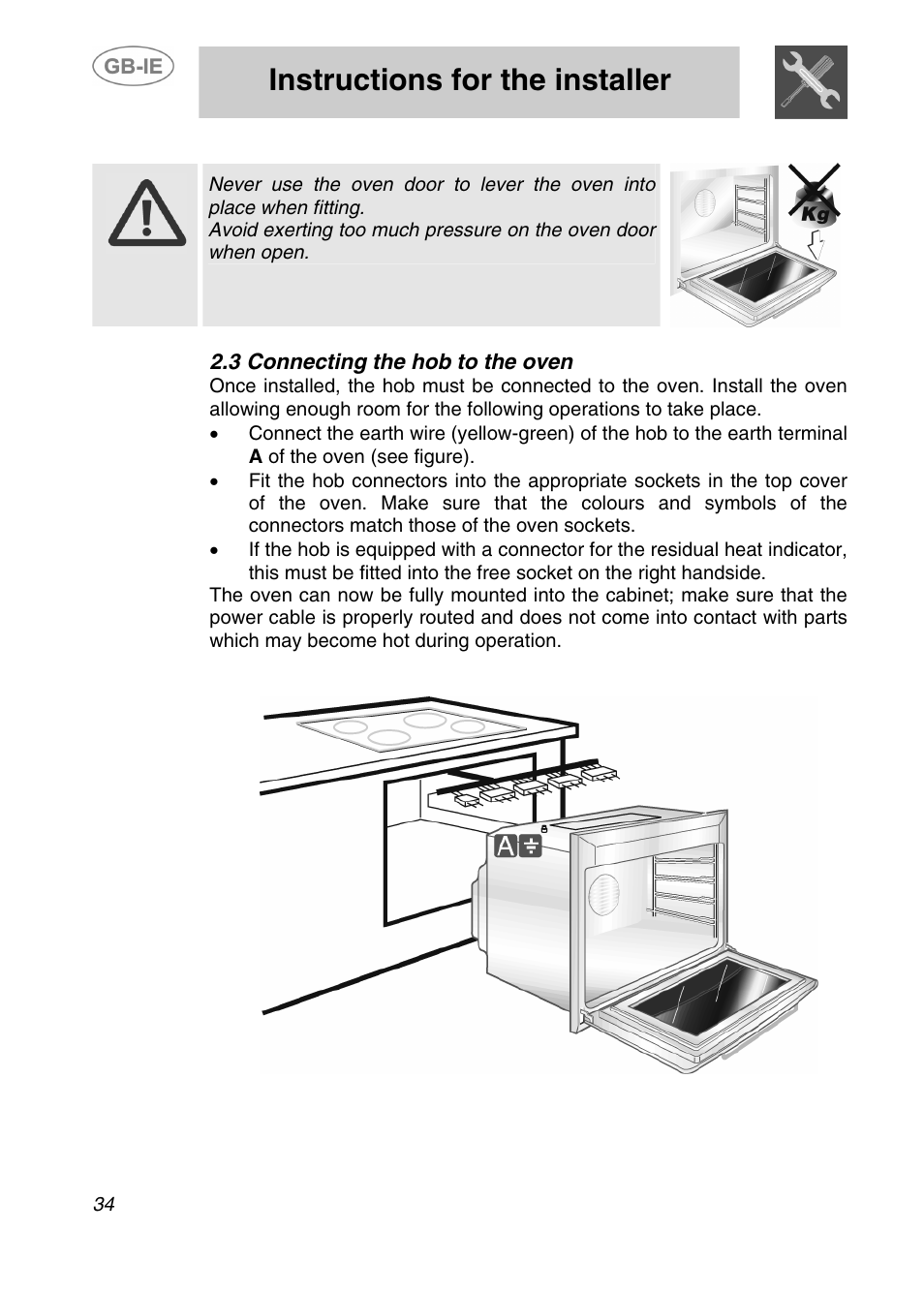 Instructions for the installer, 3 connecting the hob to the oven | Smeg 910TB000 User Manual | Page 7 / 25