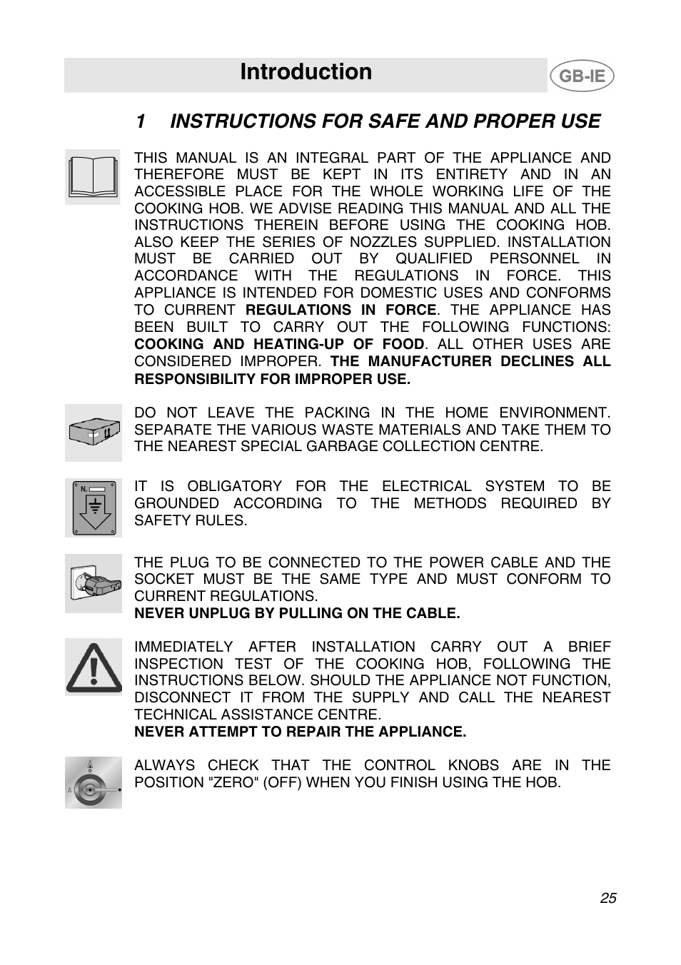 1 instructions for safe and proper use, Instructions for safe and proper use, Introduction | Smeg AP64S3 User Manual | Page 2 / 20