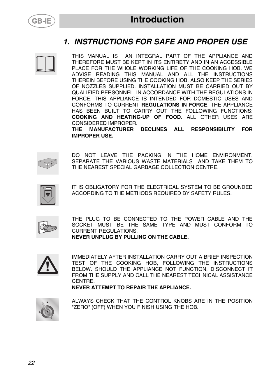 Instructions for safe and proper use, Introduction | Smeg Genuine Apell Gas Hob AP704S3 User Manual | Page 2 / 16