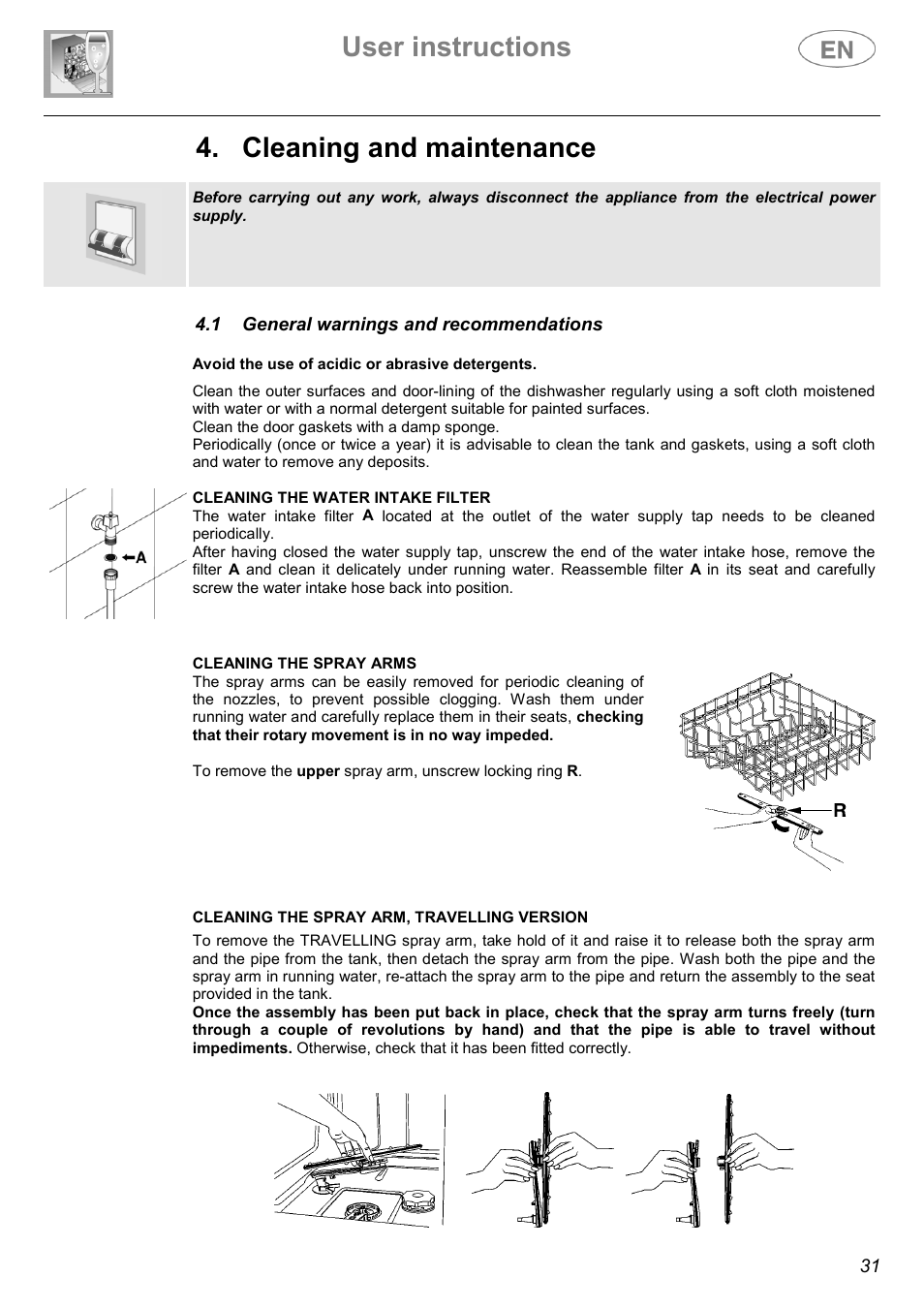 User instructions, Cleaning and maintenance | Smeg ST1107 User Manual | Page 24 / 28