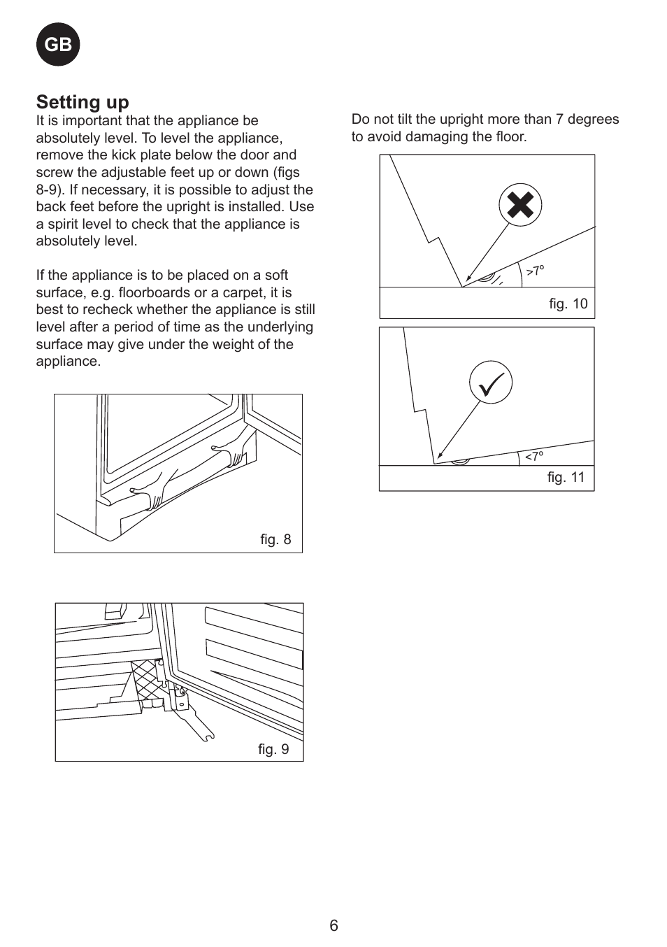 Gb setting up | Smeg SW Range User Manual | Page 6 / 14