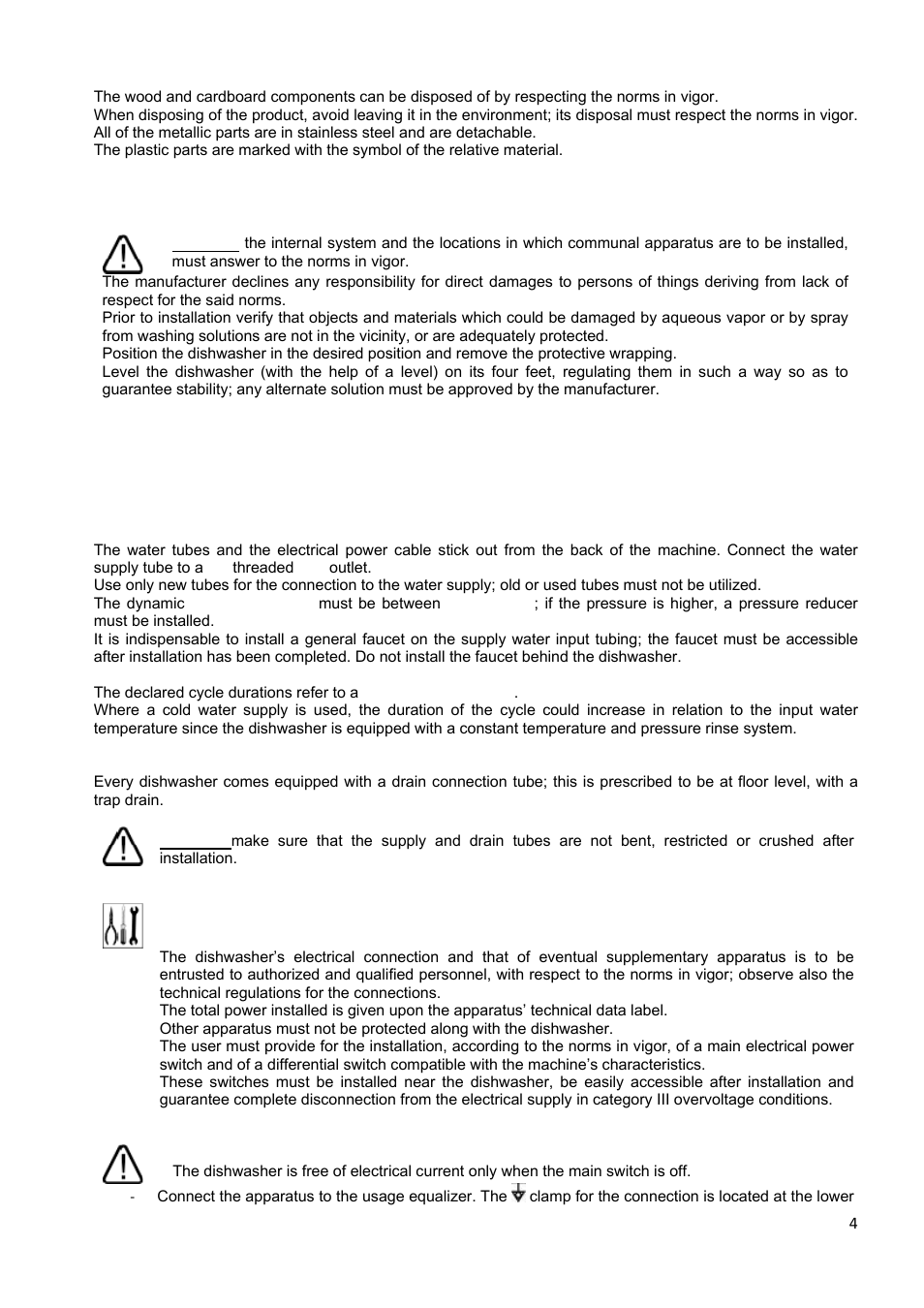 4 installer – technical assistant instructions | Smeg CW400RSD User Manual | Page 5 / 33