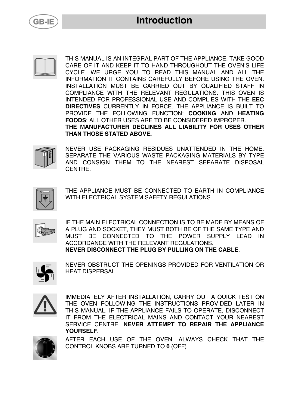 Precautions for safety and use, Introduction | Smeg ALFA41VEK User Manual | Page 2 / 18