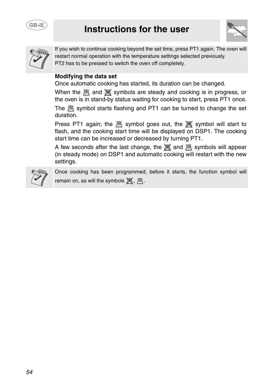 Instructions for the user | Smeg SCP111-1 User Manual | Page 14 / 38
