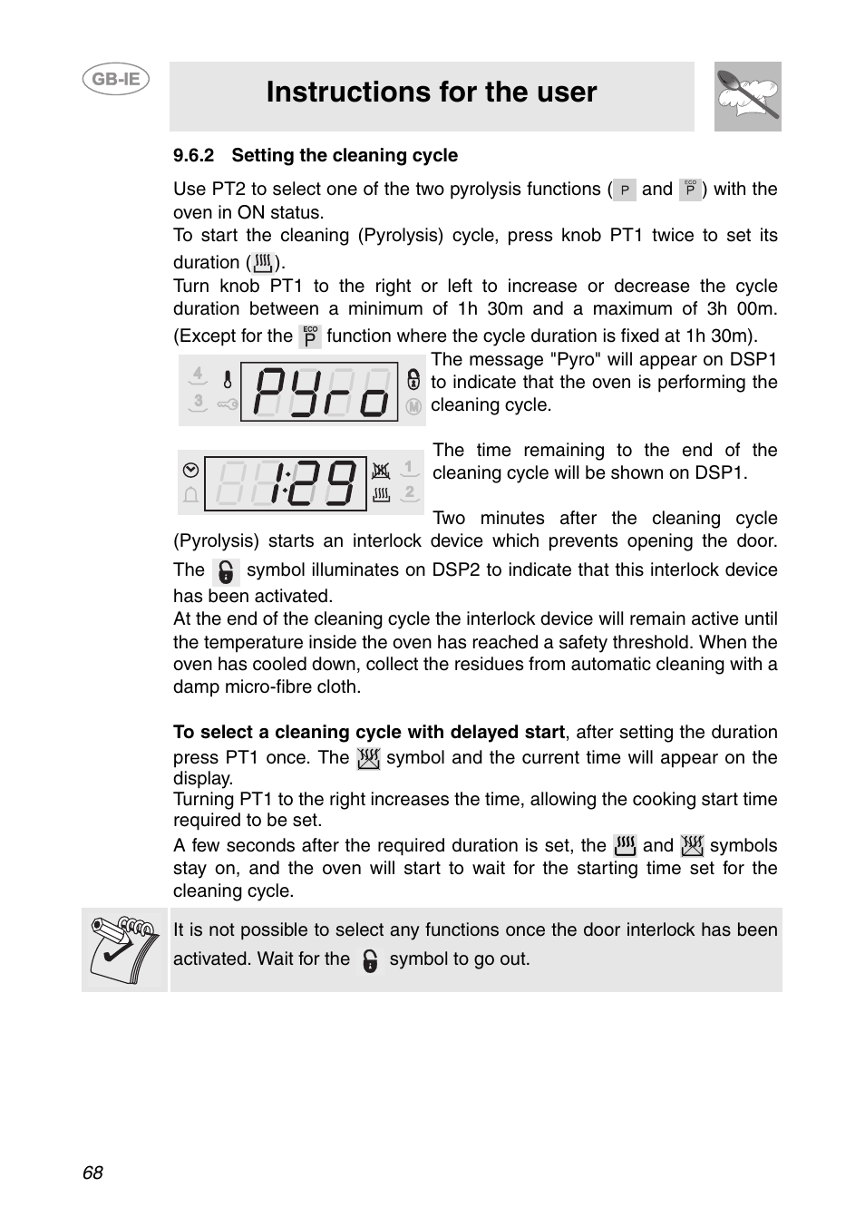 2 setting the cleaning cycle, Instructions for the user | Smeg SCP111-1 User Manual | Page 28 / 38