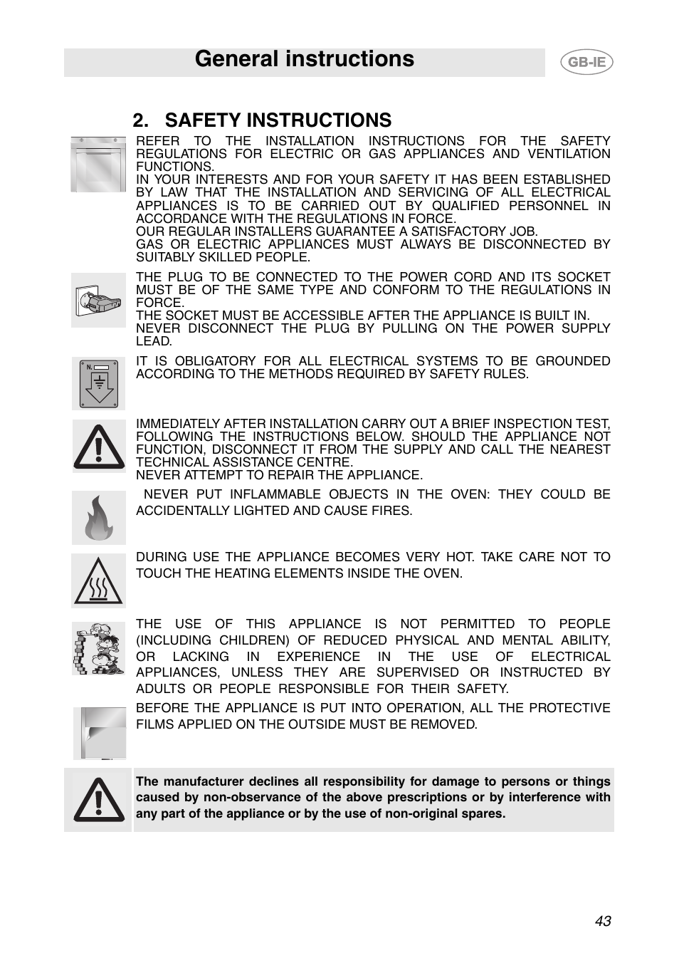 Safety instructions, General instructions | Smeg SCP111-1 User Manual | Page 3 / 38