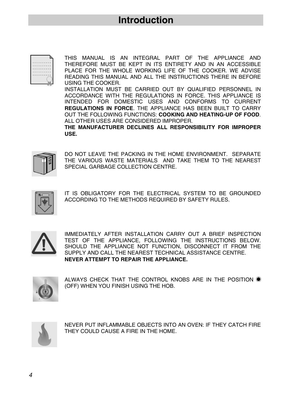 Introduction, Instructions for safe and proper use | Smeg CSA19ID-6 User Manual | Page 2 / 32