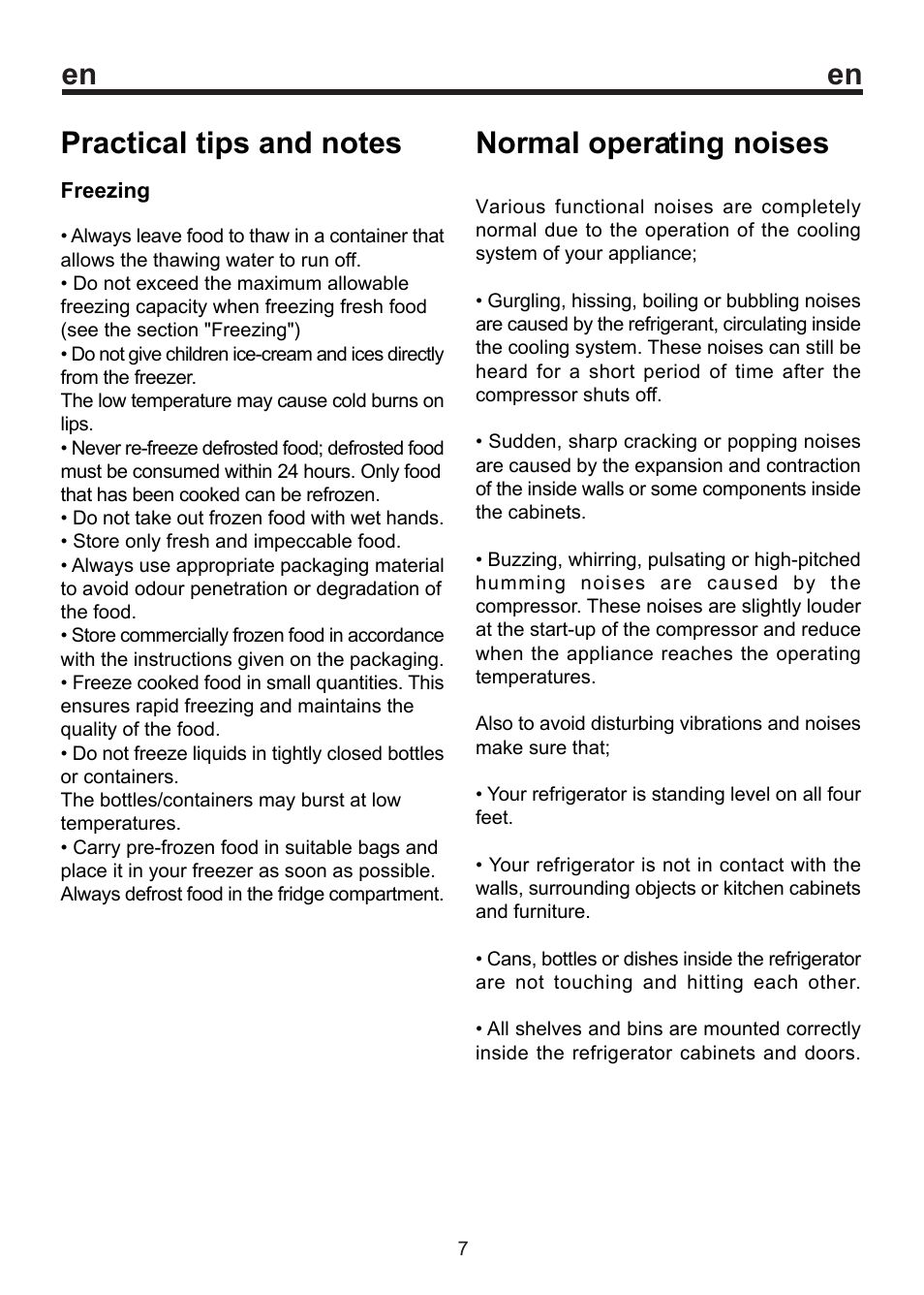 Normal operating noises | Smeg CV 270 AP User Manual | Page 12 / 14