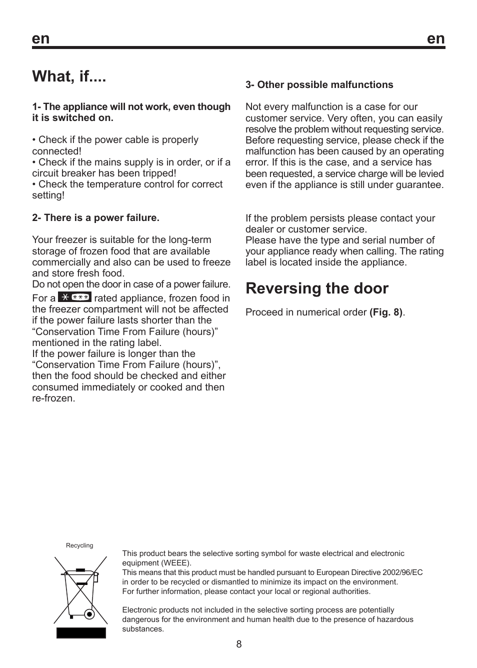 What, if, Reversing the door | Smeg CV 270 AP User Manual | Page 13 / 14