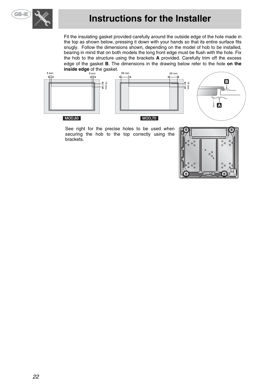 Instructions for the installer | Smeg GKL64-3 User Manual | Page 4 / 15