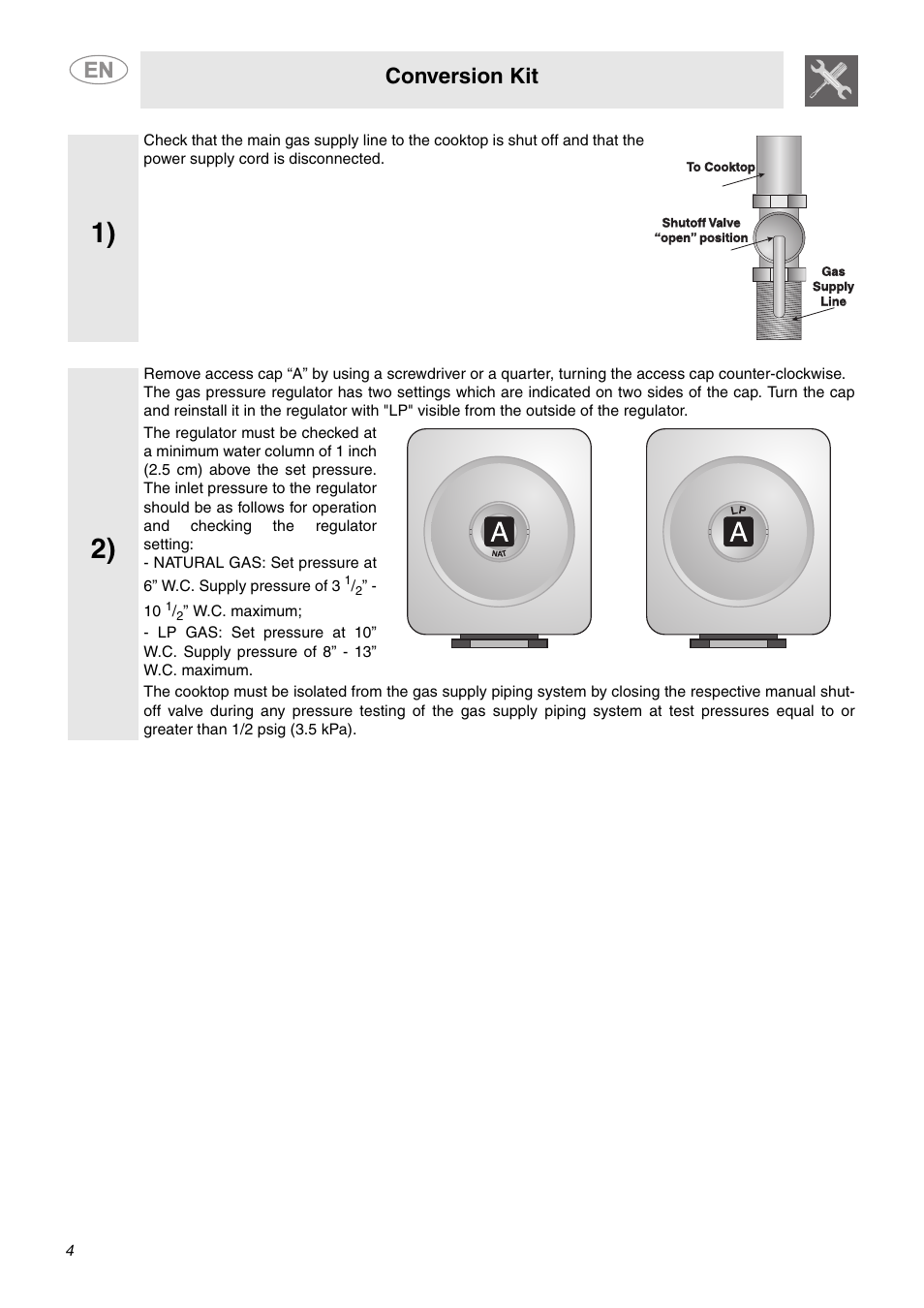 Conversion kit | Smeg PTS605BU3 User Manual | Page 2 / 6