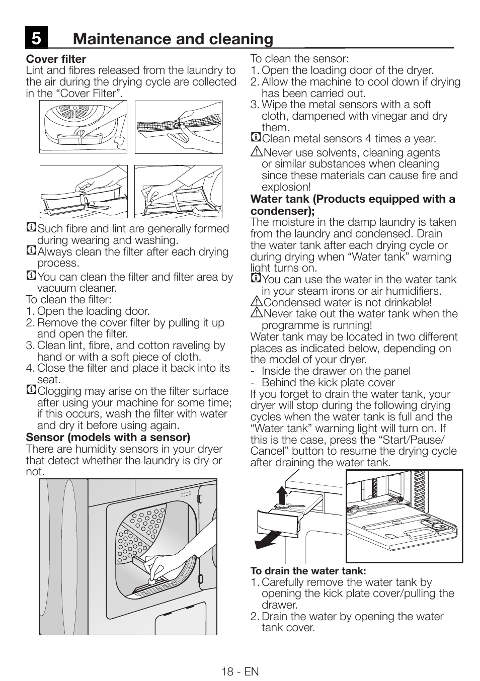 Maintenance and cleaning | Smeg AS73CES User Manual | Page 18 / 23