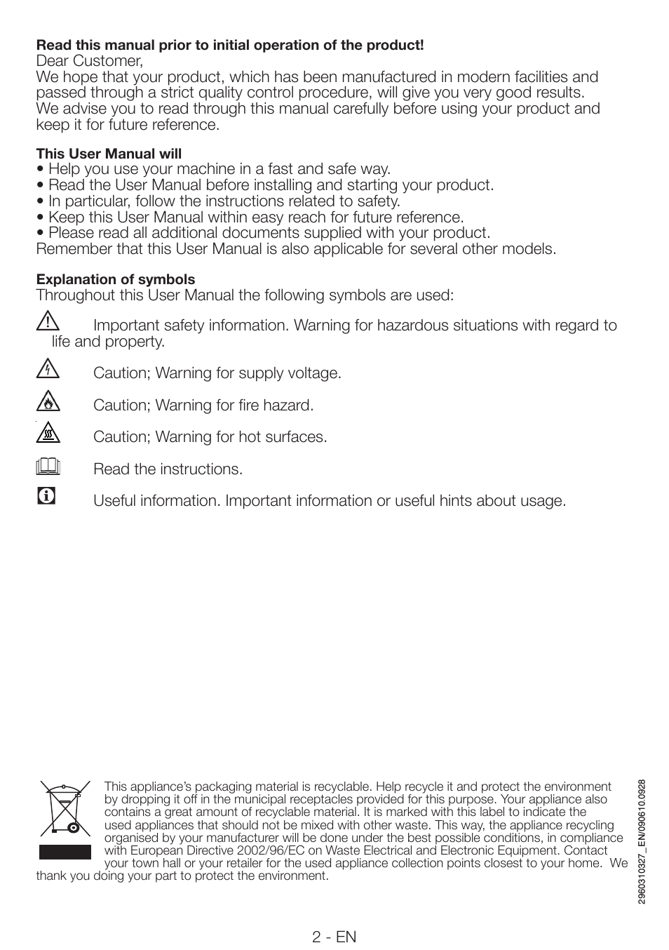 Smeg AS73CES User Manual | Page 2 / 23