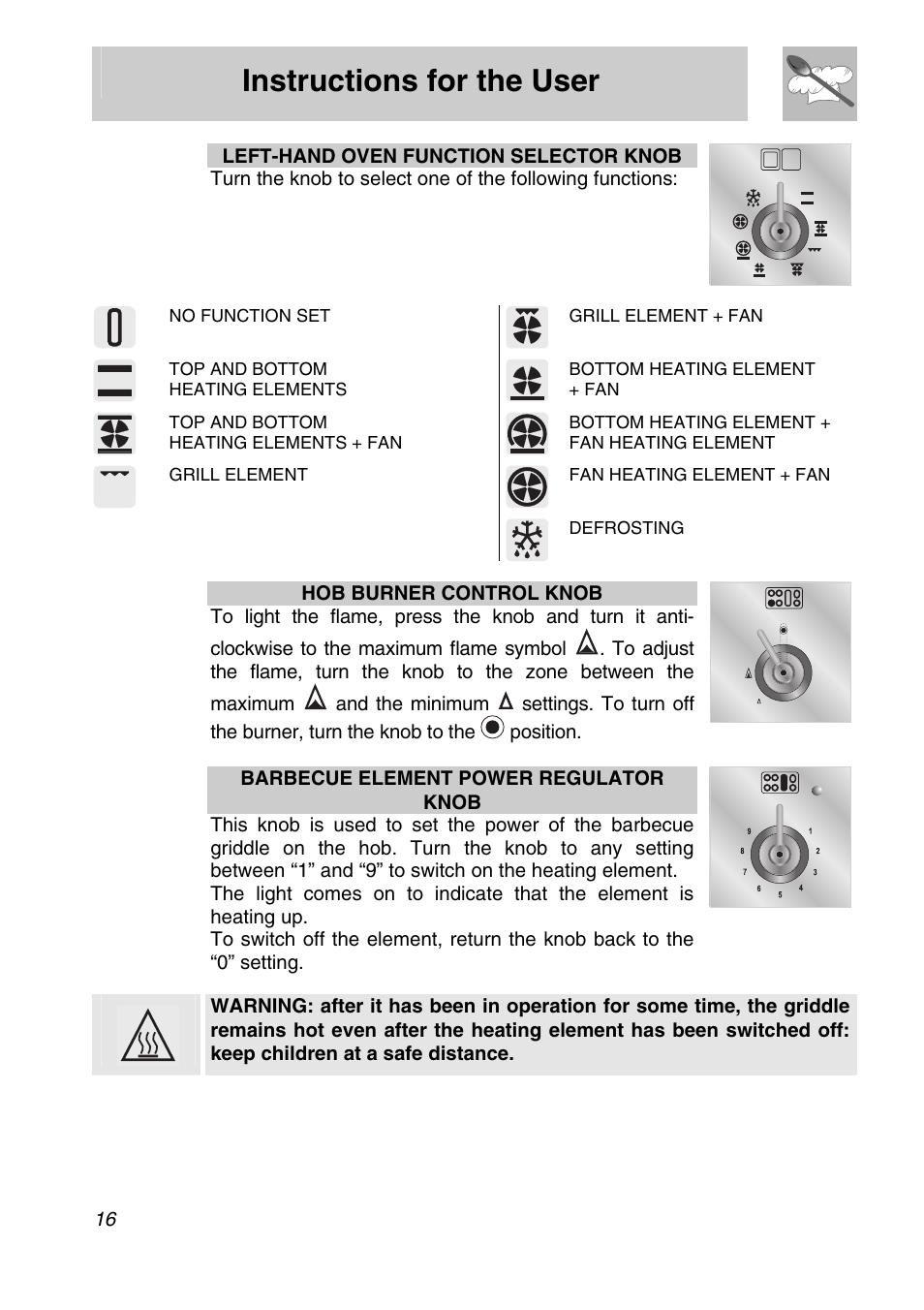 Instructions for the user | Smeg A31X-6 User Manual | Page 14 / 40