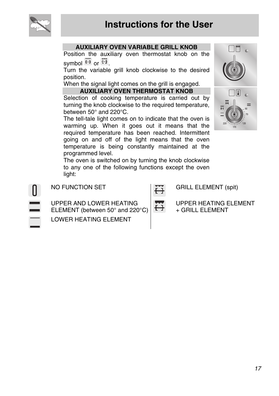 Instructions for the user | Smeg A31X-6 User Manual | Page 15 / 40