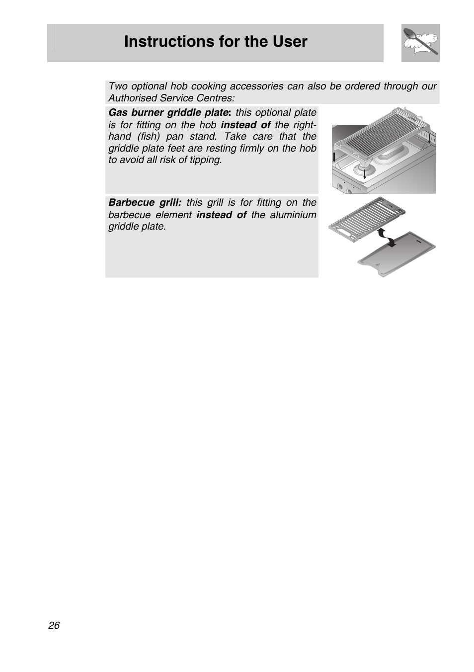 Instructions for the user | Smeg A31X-6 User Manual | Page 24 / 40