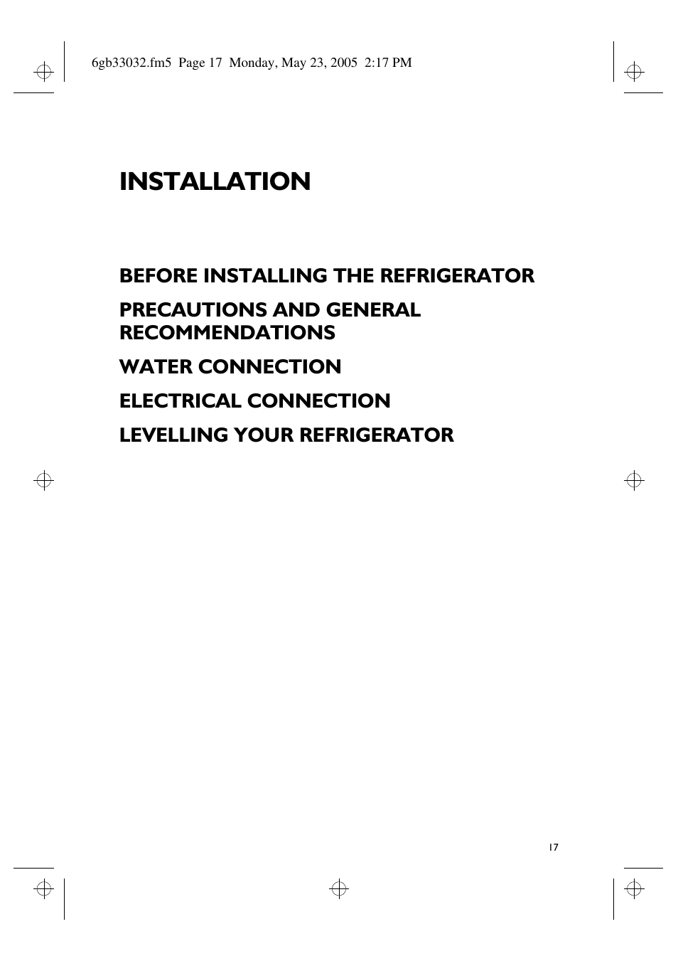 Installation | Smeg American Style Fridge Freezer FA550X User Manual | Page 25 / 37