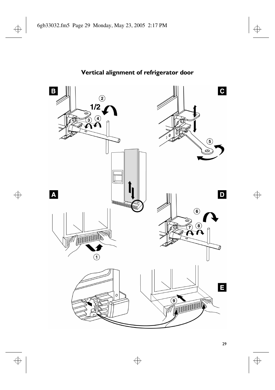 Vertical alignment of refrigerator door | Smeg American Style Fridge Freezer FA550X User Manual | Page 37 / 37