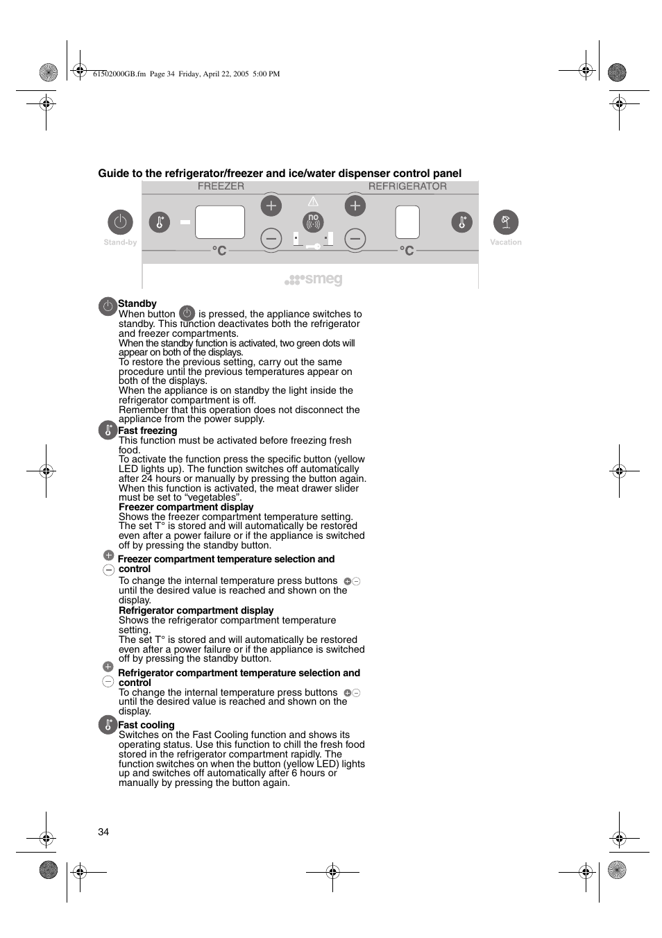 Smeg American Style Fridge Freezer FA550X User Manual | Page 7 / 37