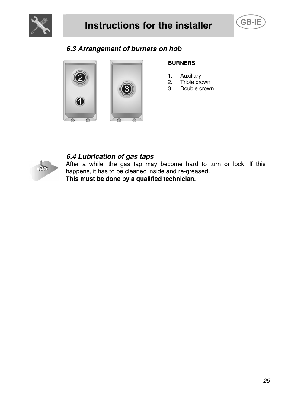 Instructions for the installer | Smeg ER12550NL User Manual | Page 12 / 15