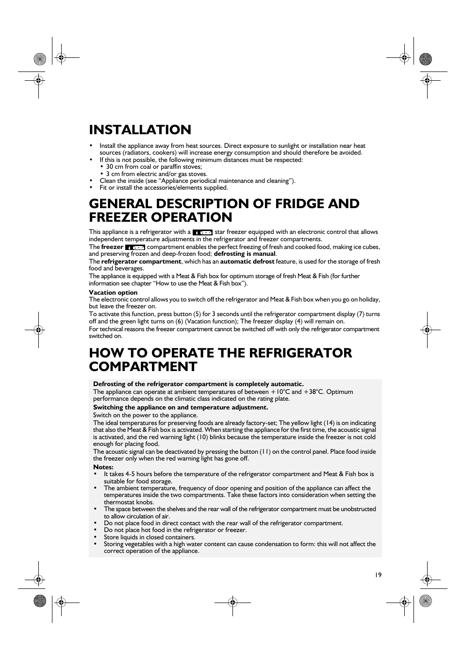 Installation, How to operate the refrigerator compartment | Smeg CR328APZD User Manual | Page 4 / 15