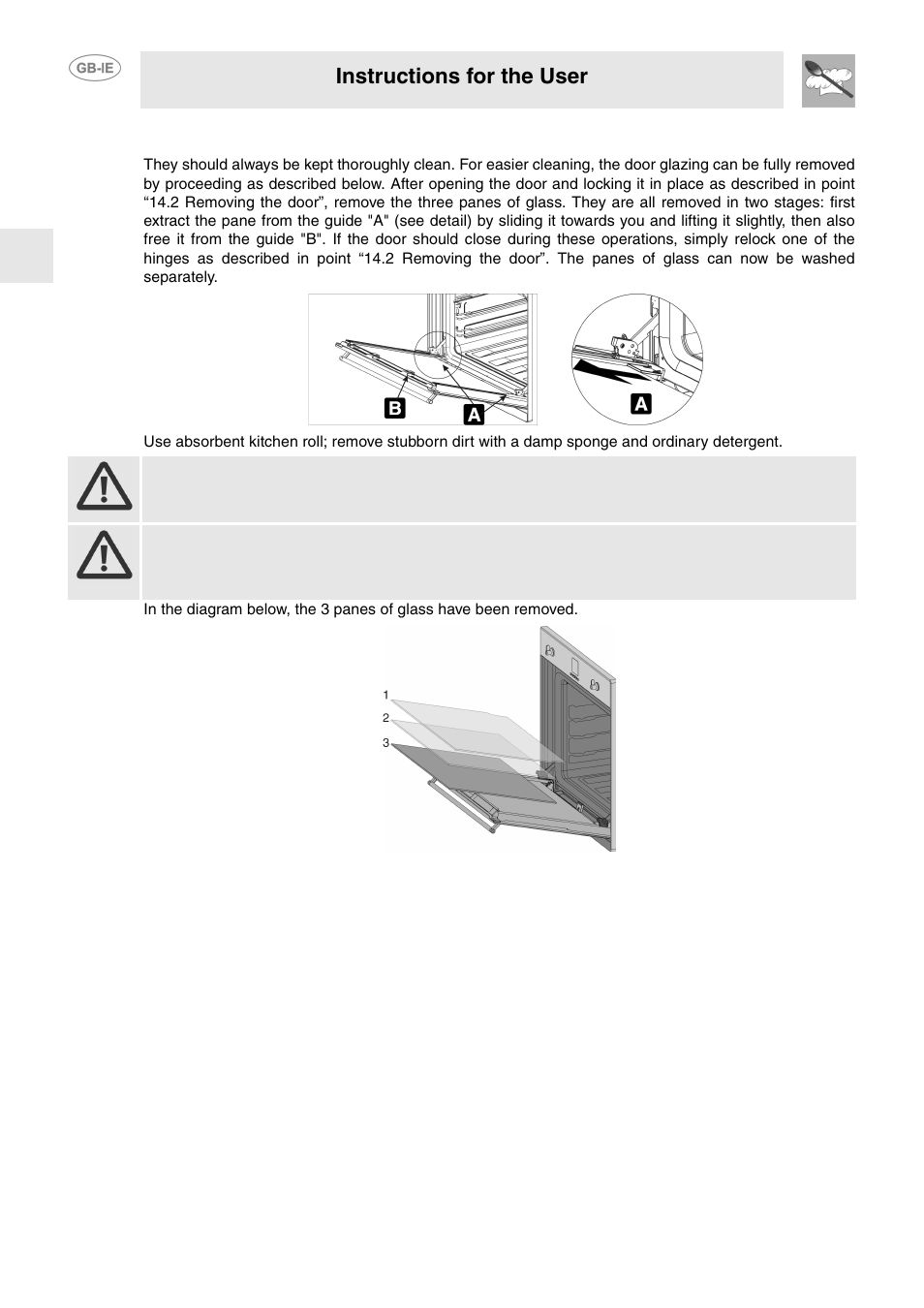 3 removing the door glazing, Instructions for the user | Smeg FP130N User Manual | Page 25 / 27