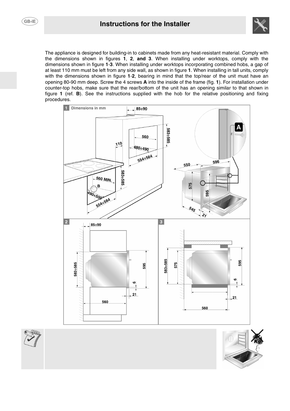 2 positioning the oven, Instructions for the installer | Smeg FP130N User Manual | Page 27 / 27