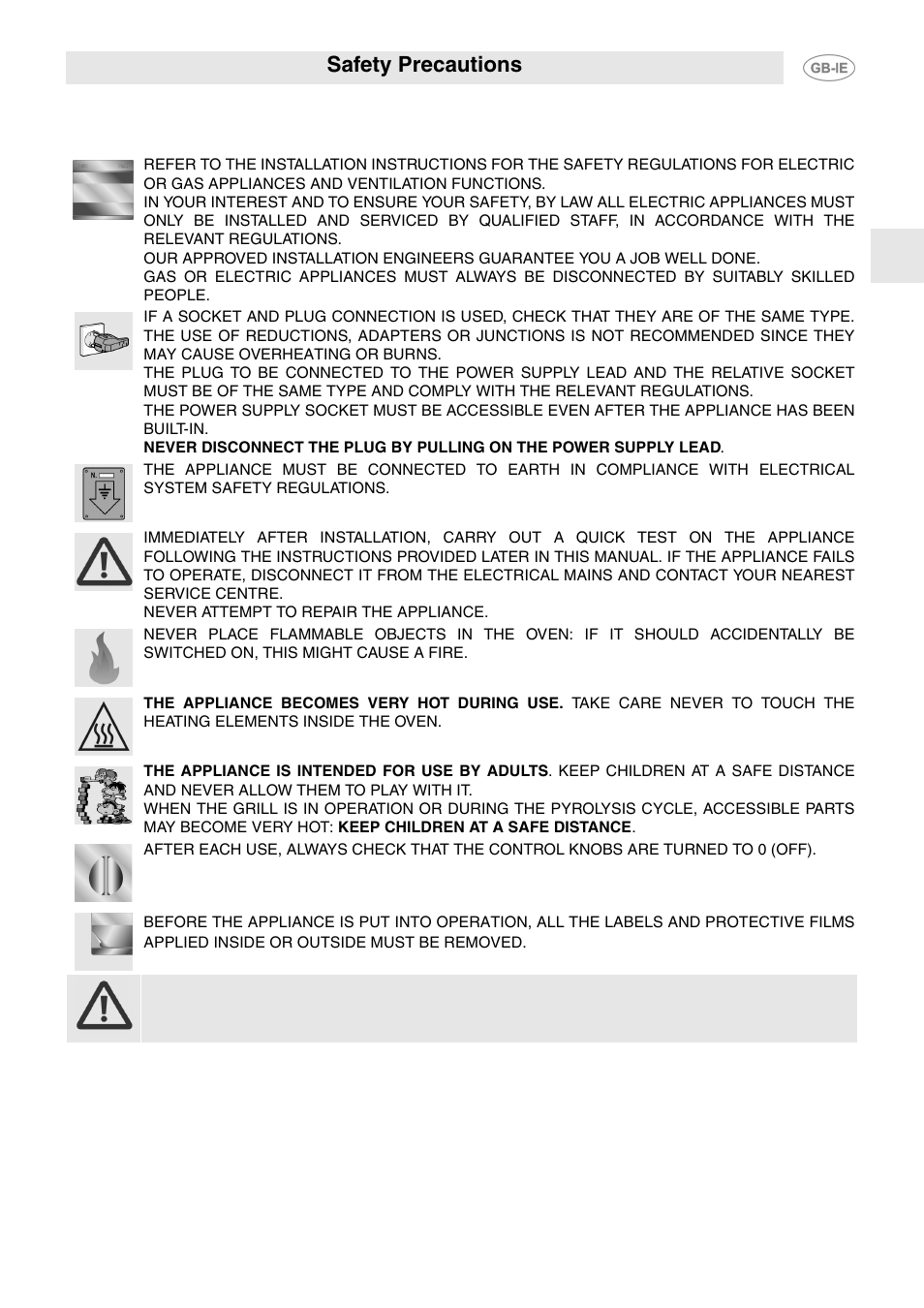 Safety precautions | Smeg FP130N User Manual | Page 4 / 27