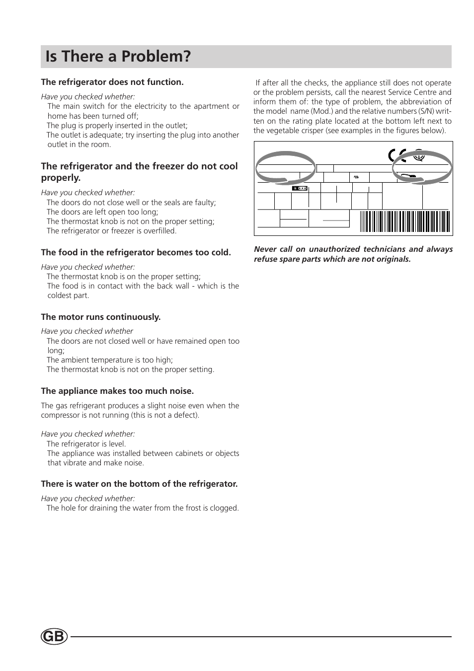 Is there a problem | Smeg CR330A User Manual | Page 20 / 61