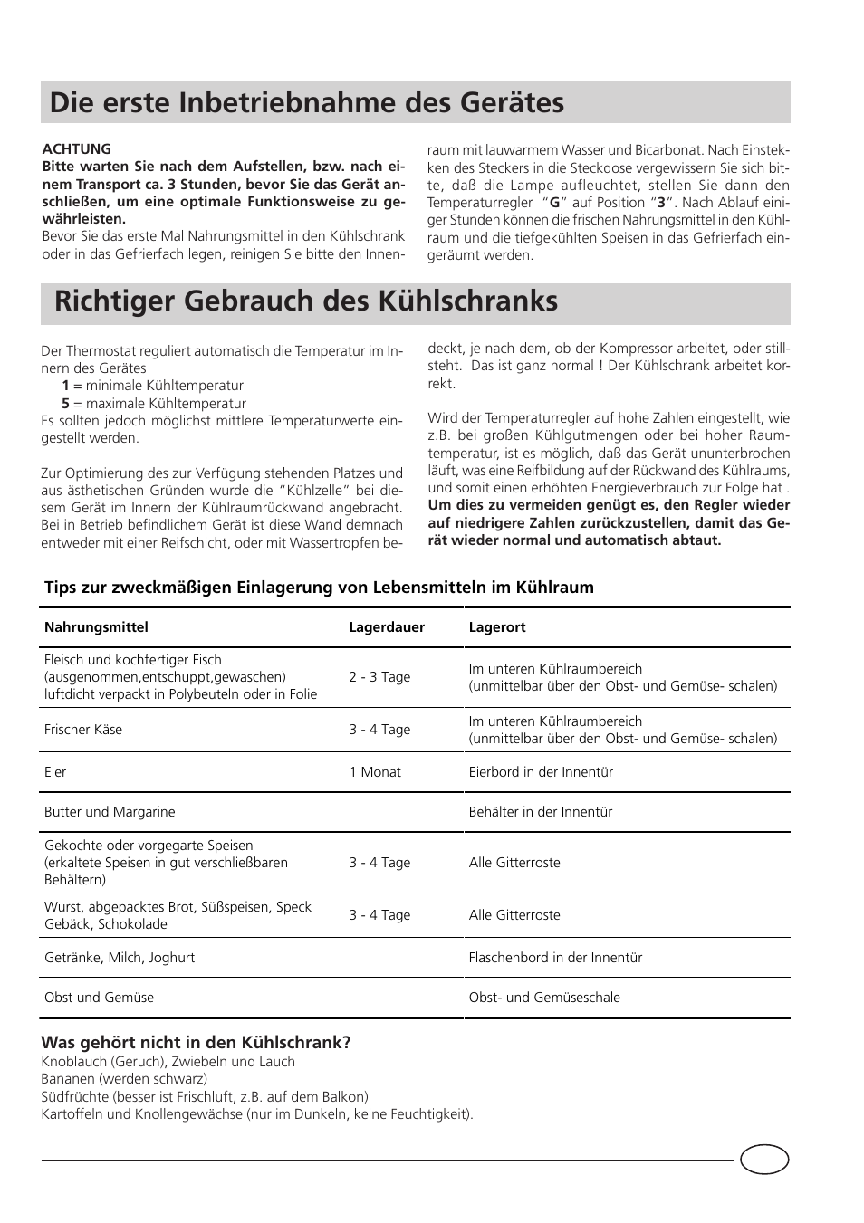 Richtiger gebrauch des kühlschranks, Die erste inbetriebnahme des gerätes | Smeg CR330A User Manual | Page 33 / 61