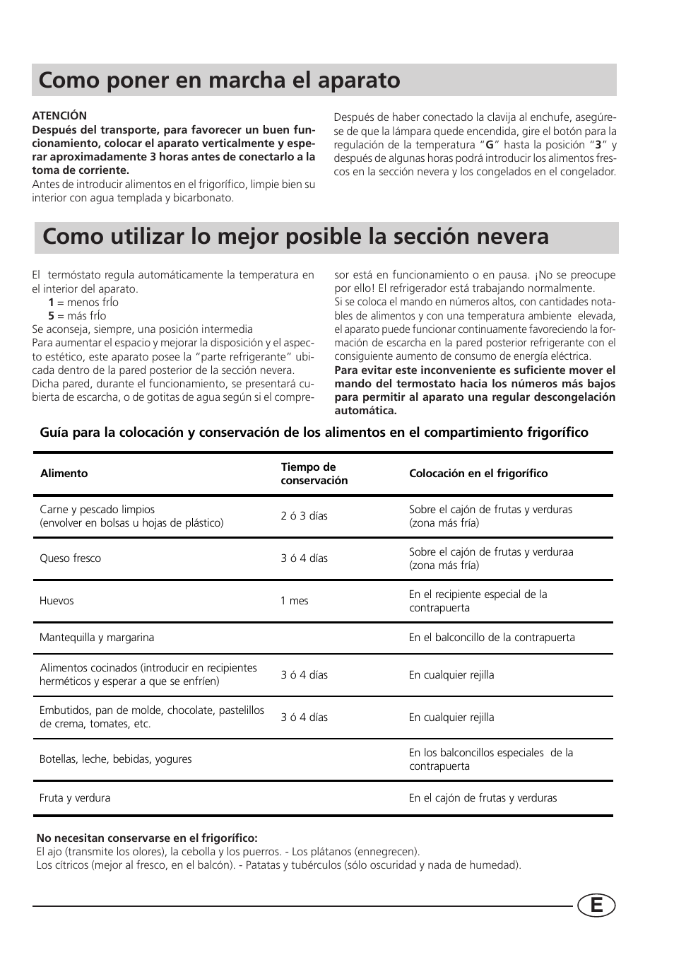 Como poner en marcha el aparato, Como utilizar lo mejor posible la sección nevera | Smeg CR330A User Manual | Page 51 / 61