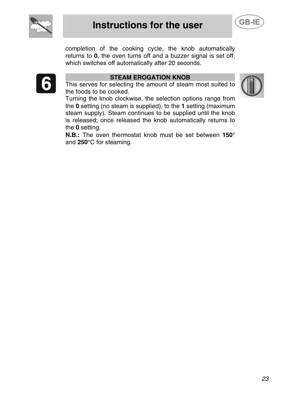 Instructions for the user | Smeg ALFA200X User Manual | Page 7 / 14