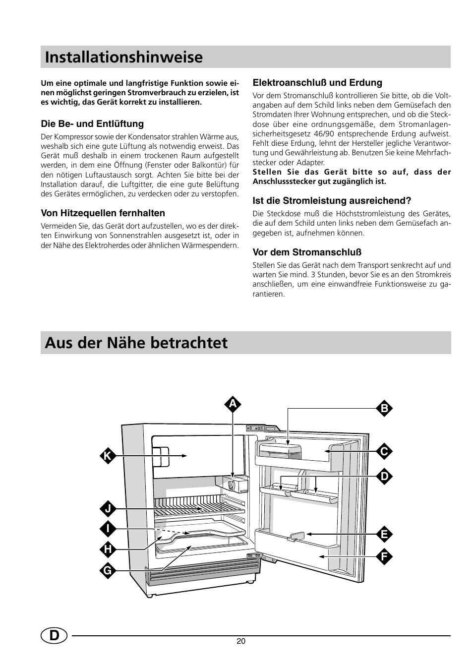 Aus der nähe betrachtet installationshinweise | Smeg FR150A User Manual | Page 22 / 37