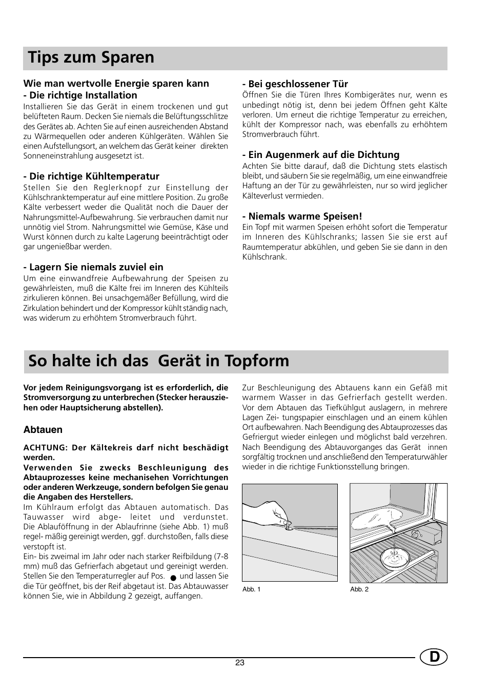 Tips zum sparen, So halte ich das gerät in topform | Smeg FR150A User Manual | Page 25 / 37