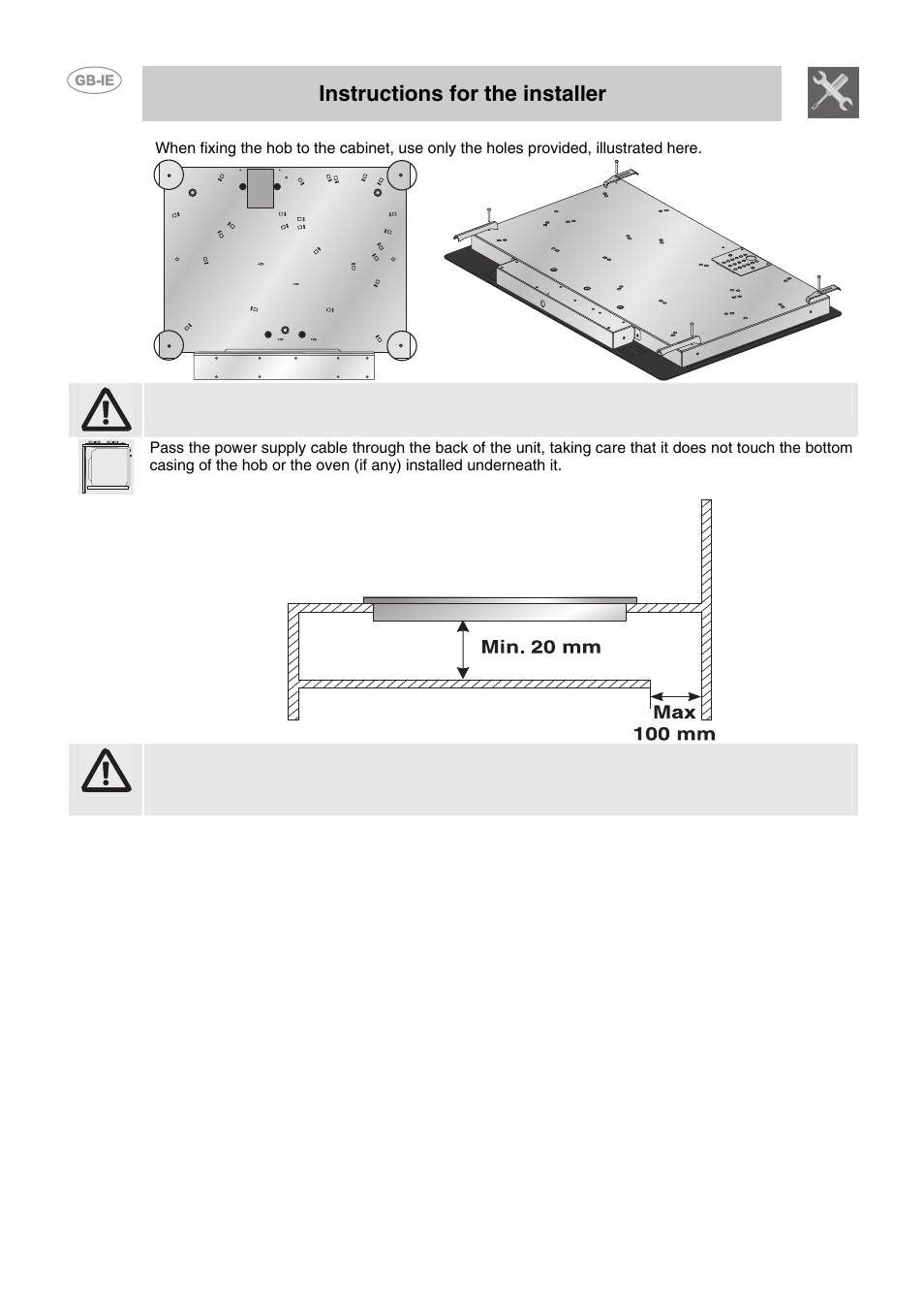 Instructions for the installer | Smeg P662-1 User Manual | Page 15 / 15