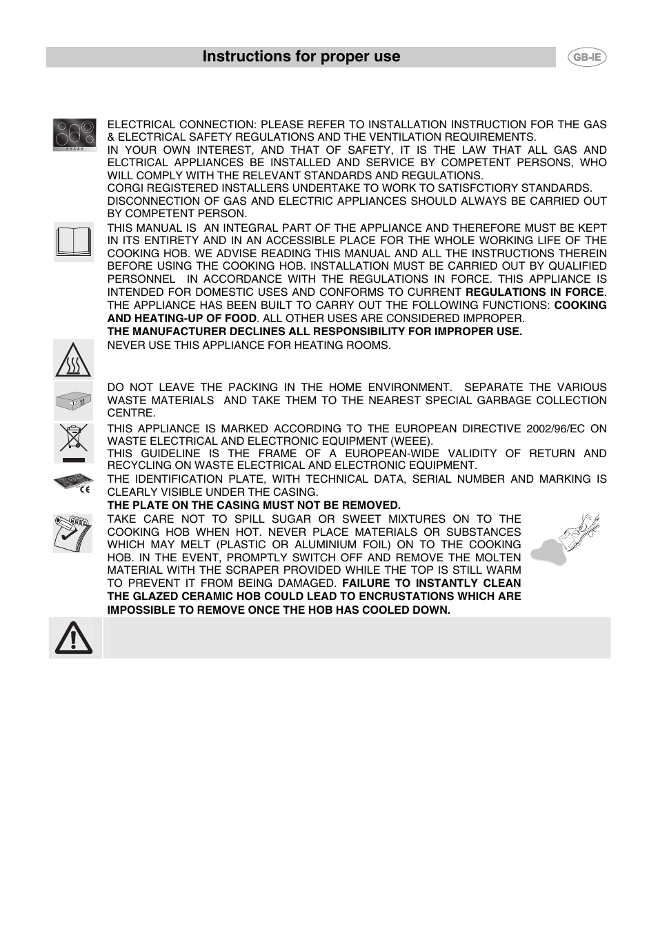 Instructions for proper use | Smeg P662-1 User Manual | Page 2 / 15