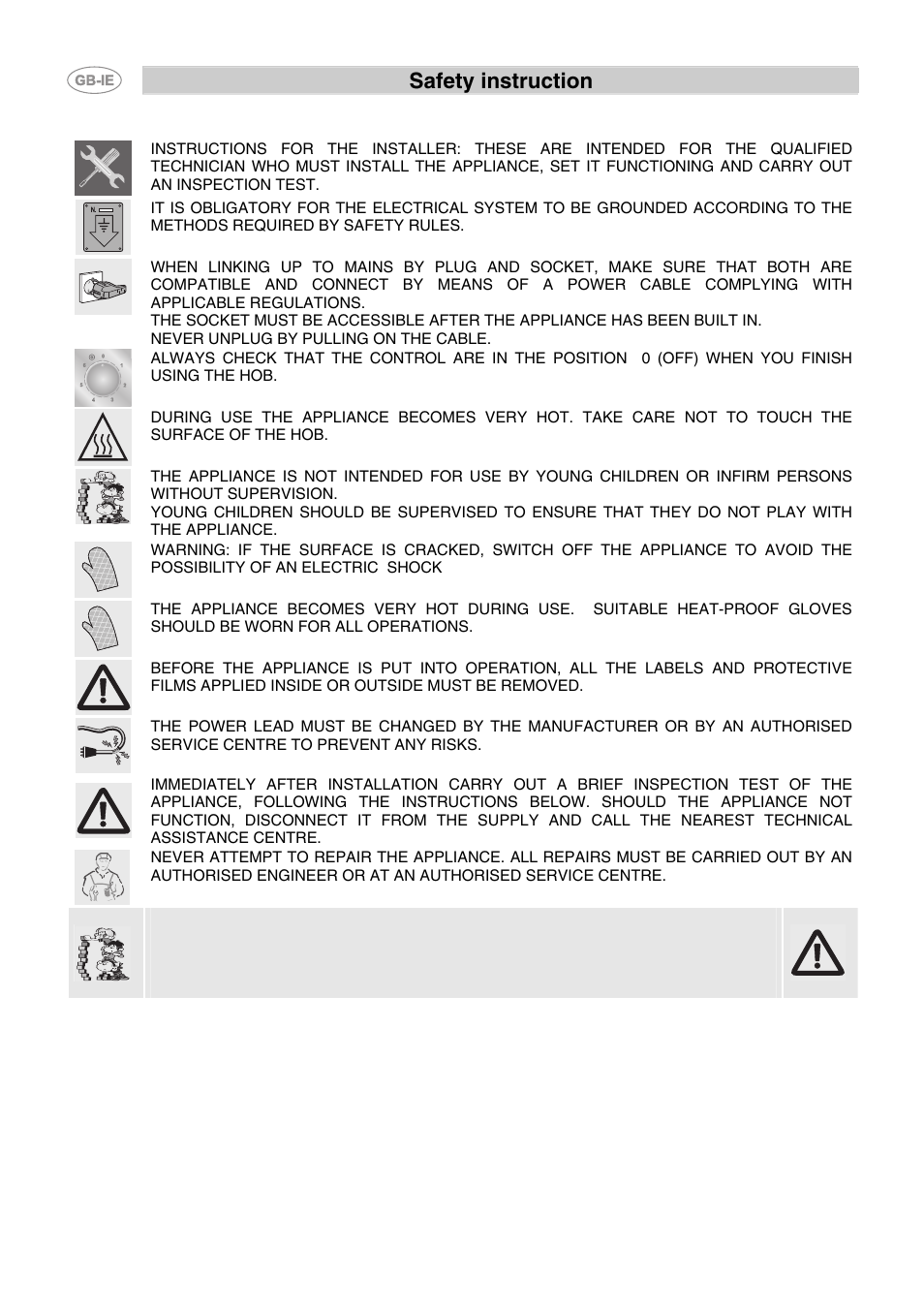 Safety instruction | Smeg P662-1 User Manual | Page 3 / 15