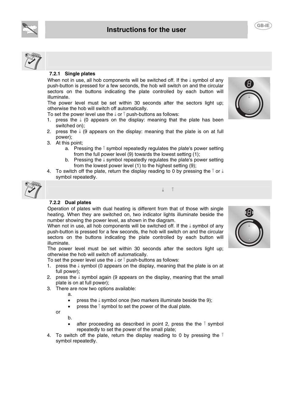 Instructions for the user | Smeg P662-1 User Manual | Page 8 / 15