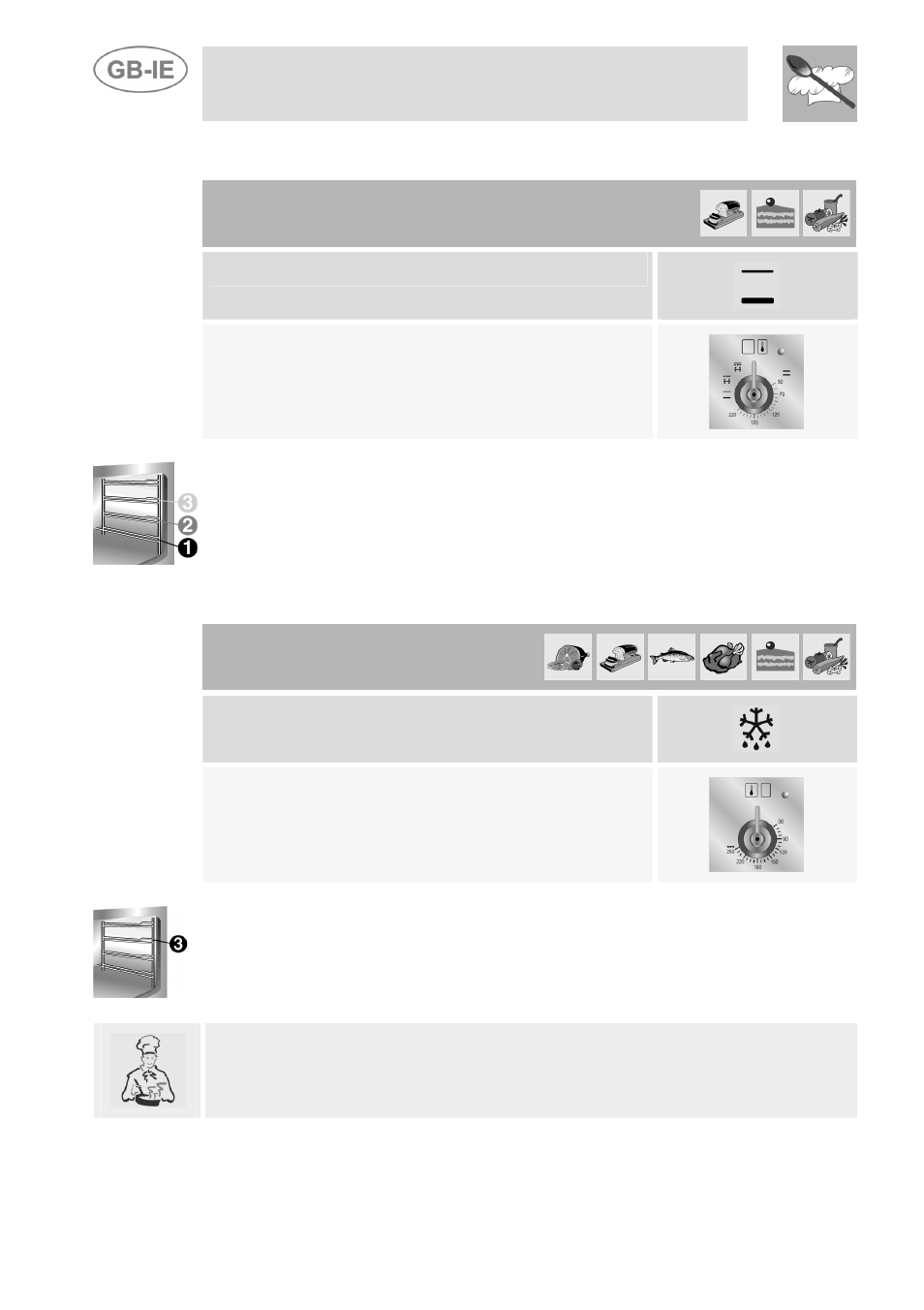 Delicate cooking (auxiliary oven), Defrosting (main oven), Instructions for the user | 6 delicate cooking (auxiliary oven), 7 defrosting (main oven), Function switch, Thermostat switch at maximum, Thermostat switch in position 0 | Smeg Dual Fuel Cooker A3-5 User Manual | Page 26 / 36