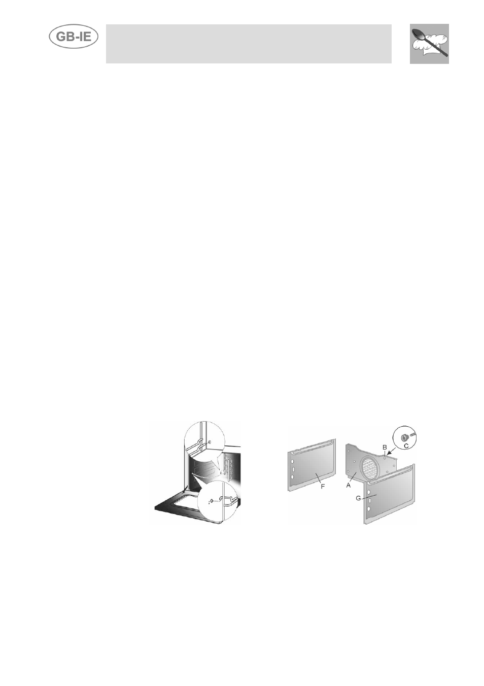 Self-cleaning liners, Using the self-cleaning liners, Looking after the self-cleaning liners | Assembling the self-cleaning liners, Door glass, Instructions for the user | Smeg Dual Fuel Cooker A3-5 User Manual | Page 34 / 36