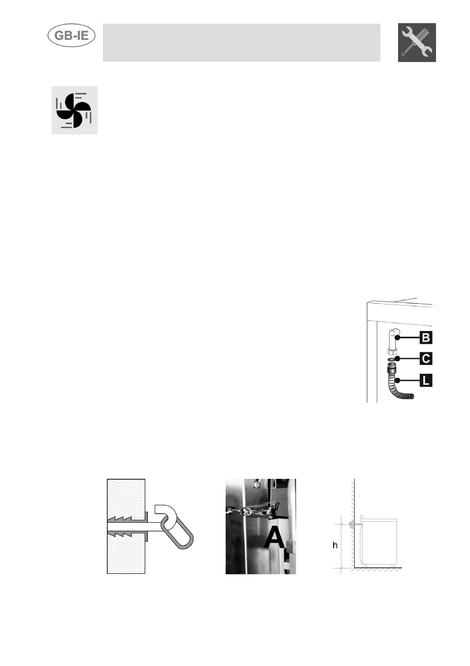 Ventilation requirements, Instruction for wall fixing (only on some models), Instructions for the installer | 3 ventilation requirements, 4 connecting to natural and lpg gas, A b c | Smeg Dual Fuel Cooker A3-5 User Manual | Page 6 / 36