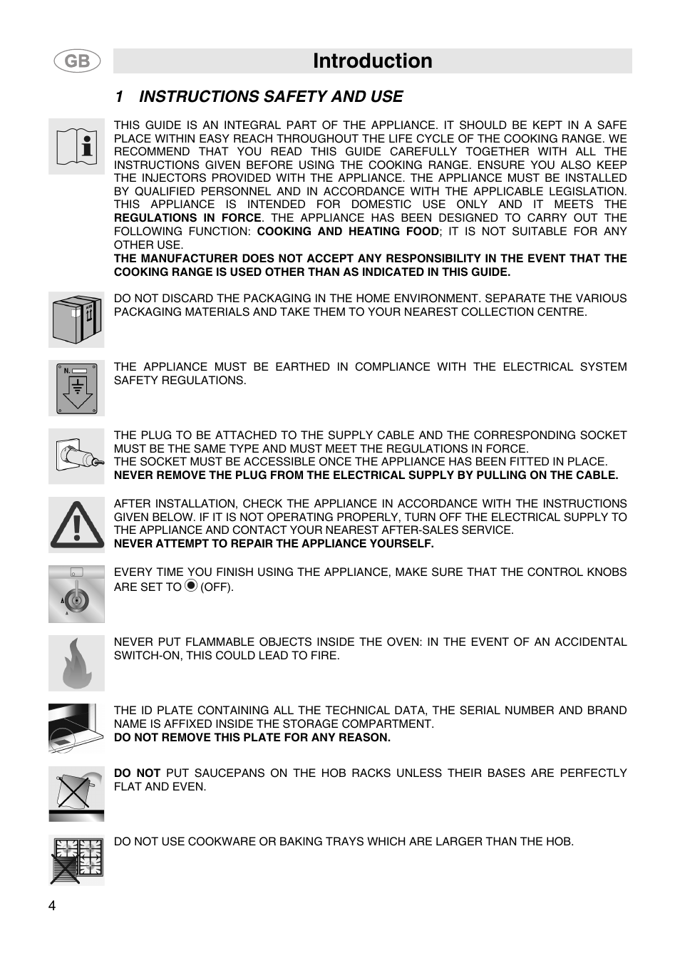 1 instructions safety and use, Instructions safety and use, Introduction | Smeg CS15-5 User Manual | Page 2 / 20