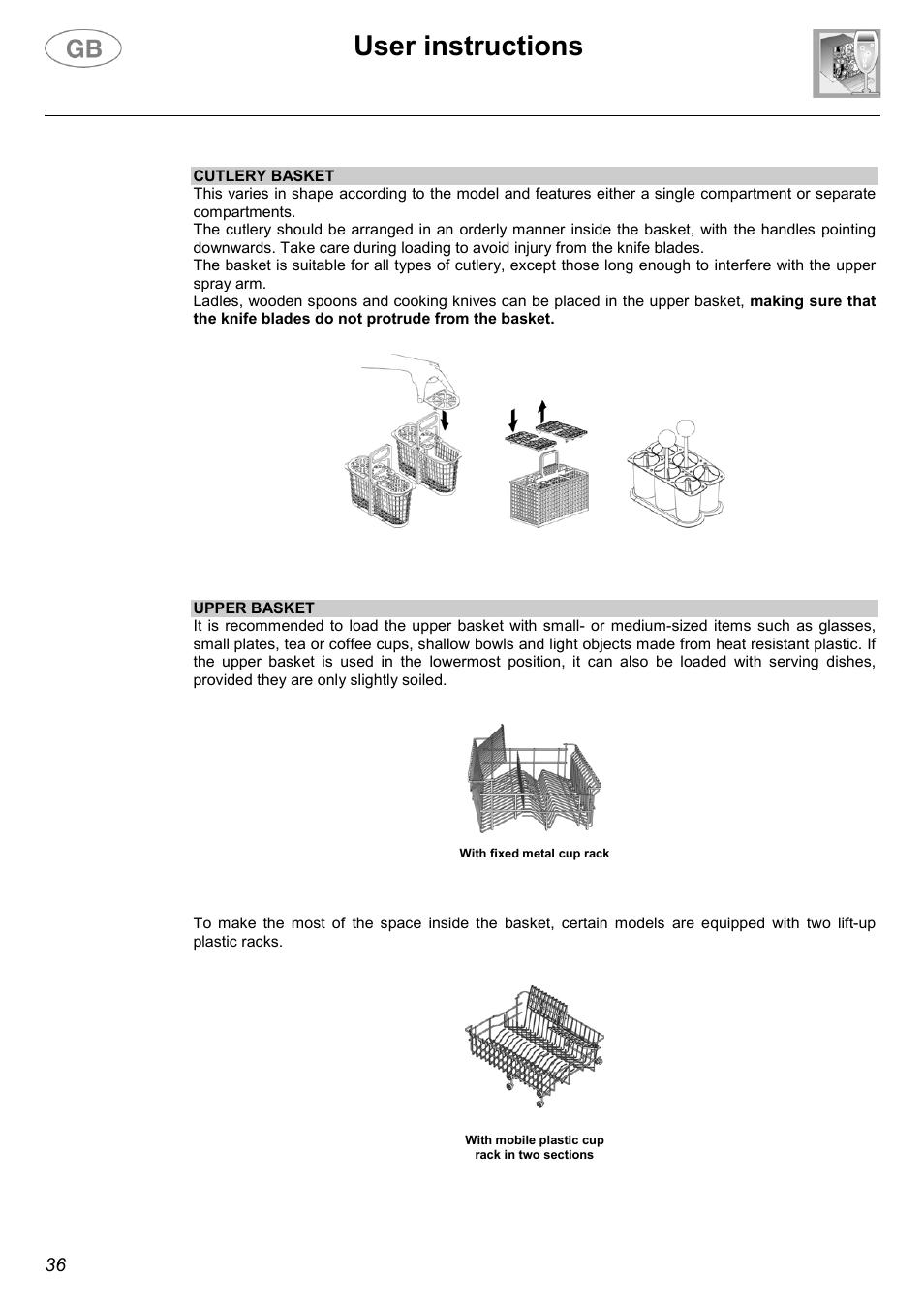 User instructions | Smeg DWD63BLE User Manual | Page 17 / 26