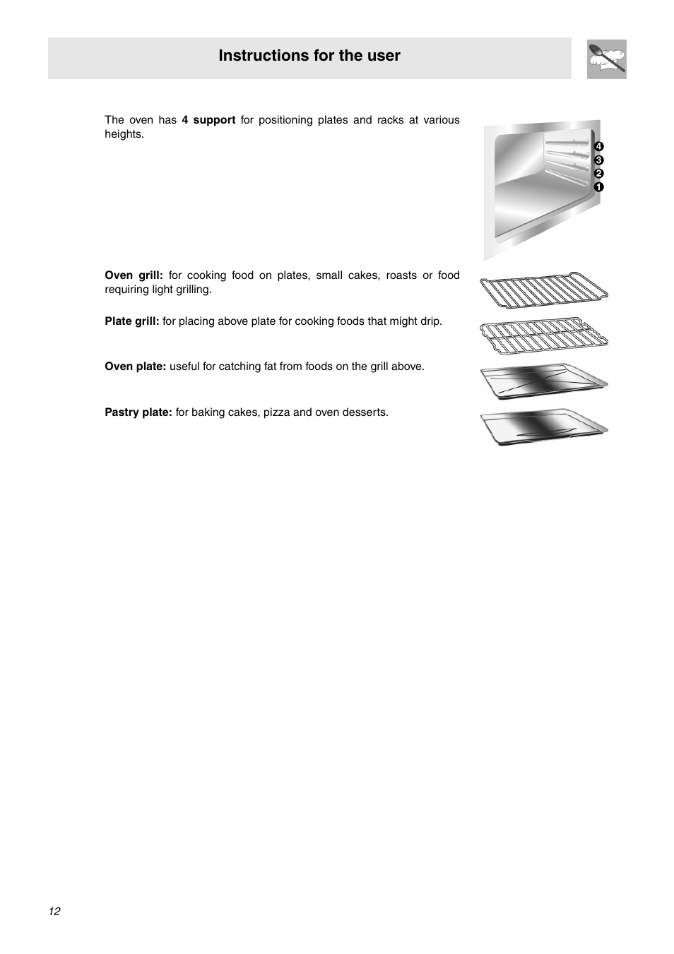 Available accessories, Instructions for the user | Smeg SNZ61MFA1 User Manual | Page 10 / 24