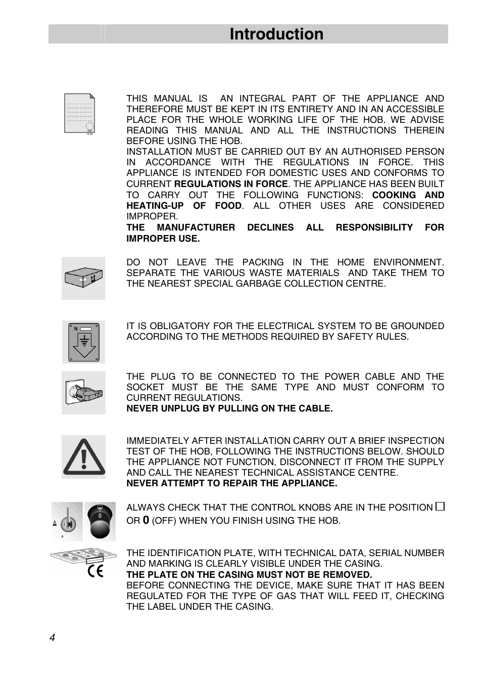 Introduction, Instructions for safe and proper use | Smeg PVA96 User Manual | Page 2 / 18