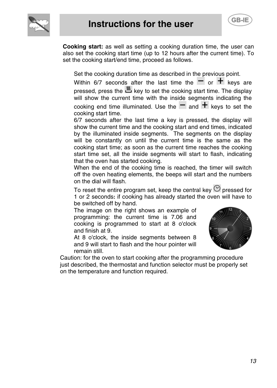 Instructions for the user | Smeg Electric Multifunction F170K User Manual | Page 11 / 21