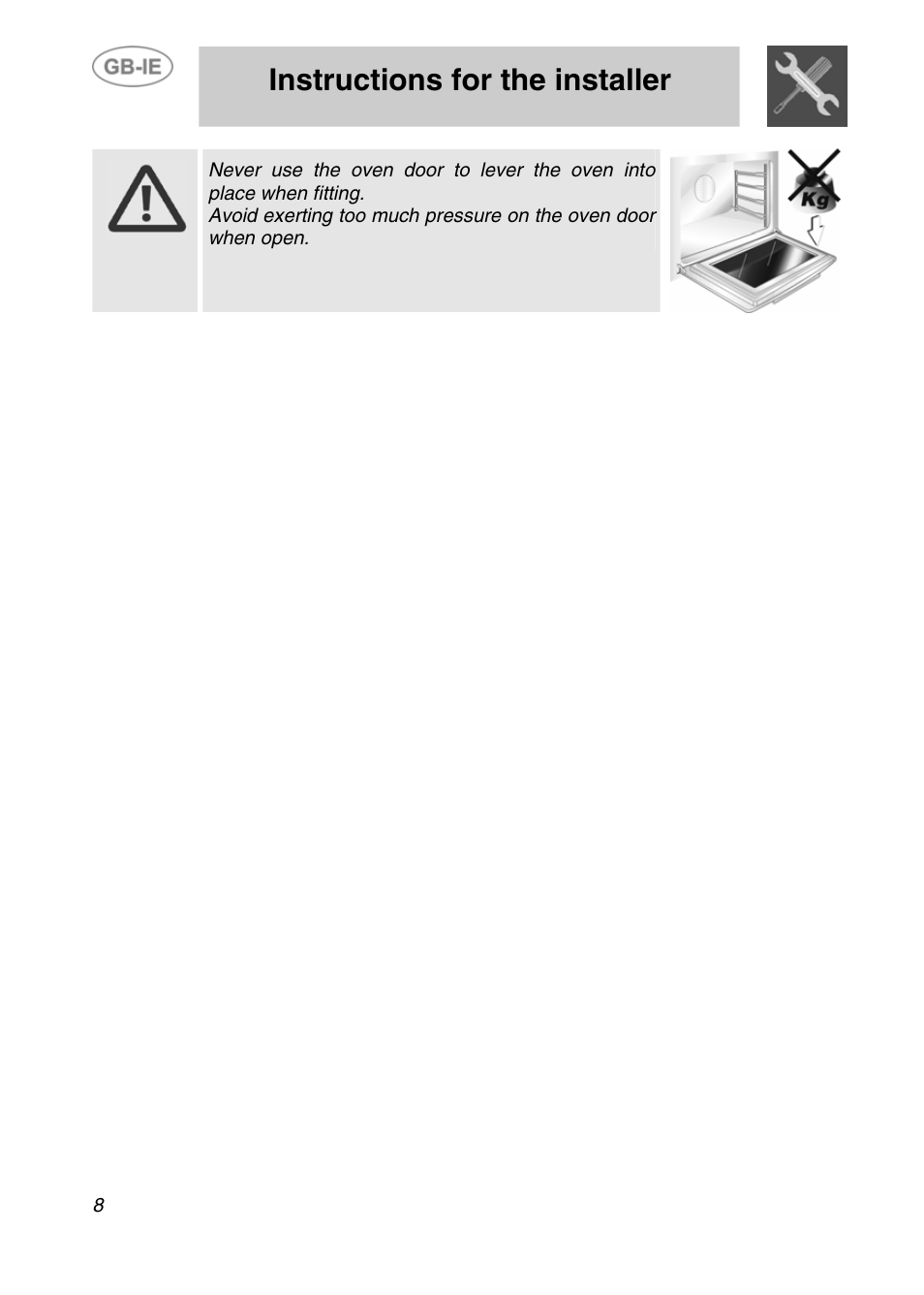 Instructions for the installer | Smeg Electric Multifunction F170K User Manual | Page 6 / 21