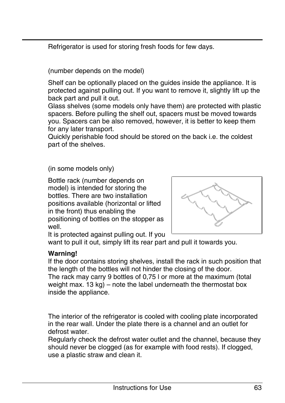 Refrigerator (a), Shelf (1), Bottle rack | Defrost water outlet (2) | Smeg -Freezer CR320A User Manual | Page 7 / 18